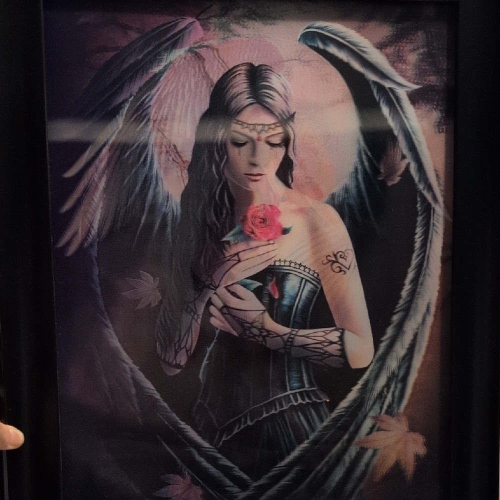 Mystical Angel Art Print with Black Frame
